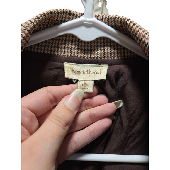 Hem & Thread houndstooth brown and tan jacket, size large - Picture 3 of 4